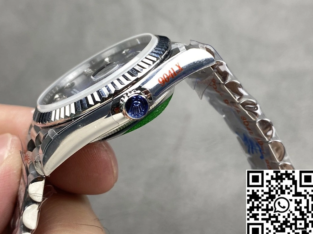 36mm Dial Day QF 128239-0023 Blue Rolex Factory Tungsten Date Steel v5 1019